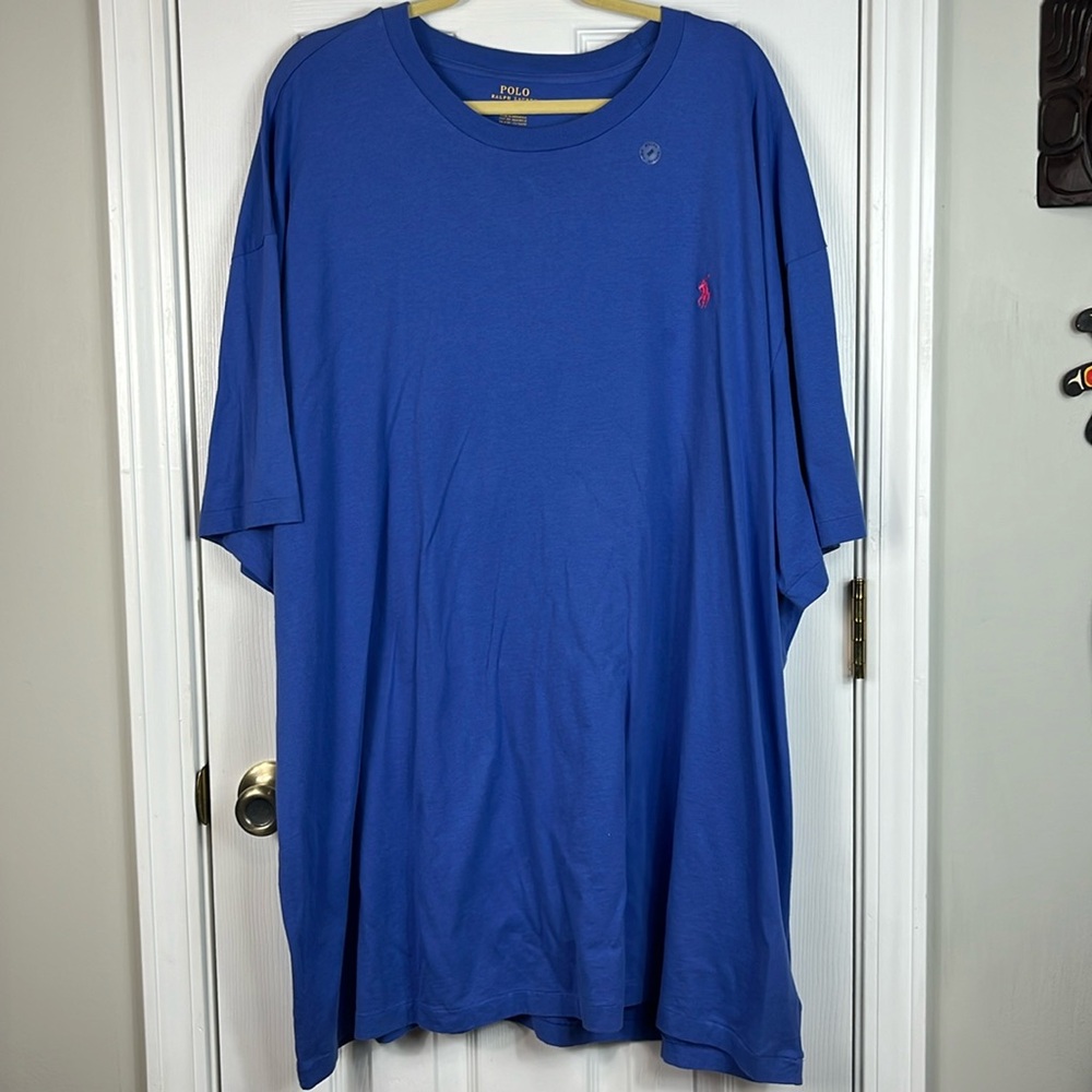 NWT Ralph Lauren blue short sleeved tee shirt size 3XB/3G. Pink pony